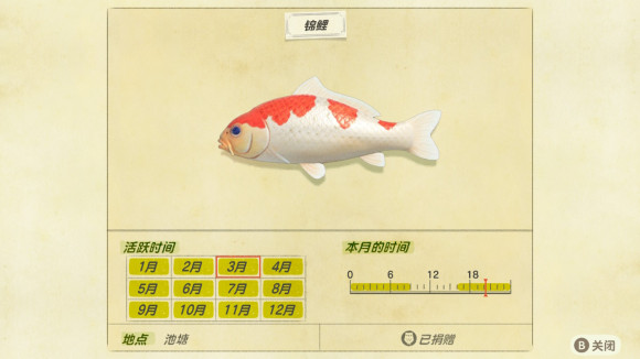 动物森友会《AnimalCrossing》锦鲤、龙睛金鱼、兰寿金鱼怎么钓？