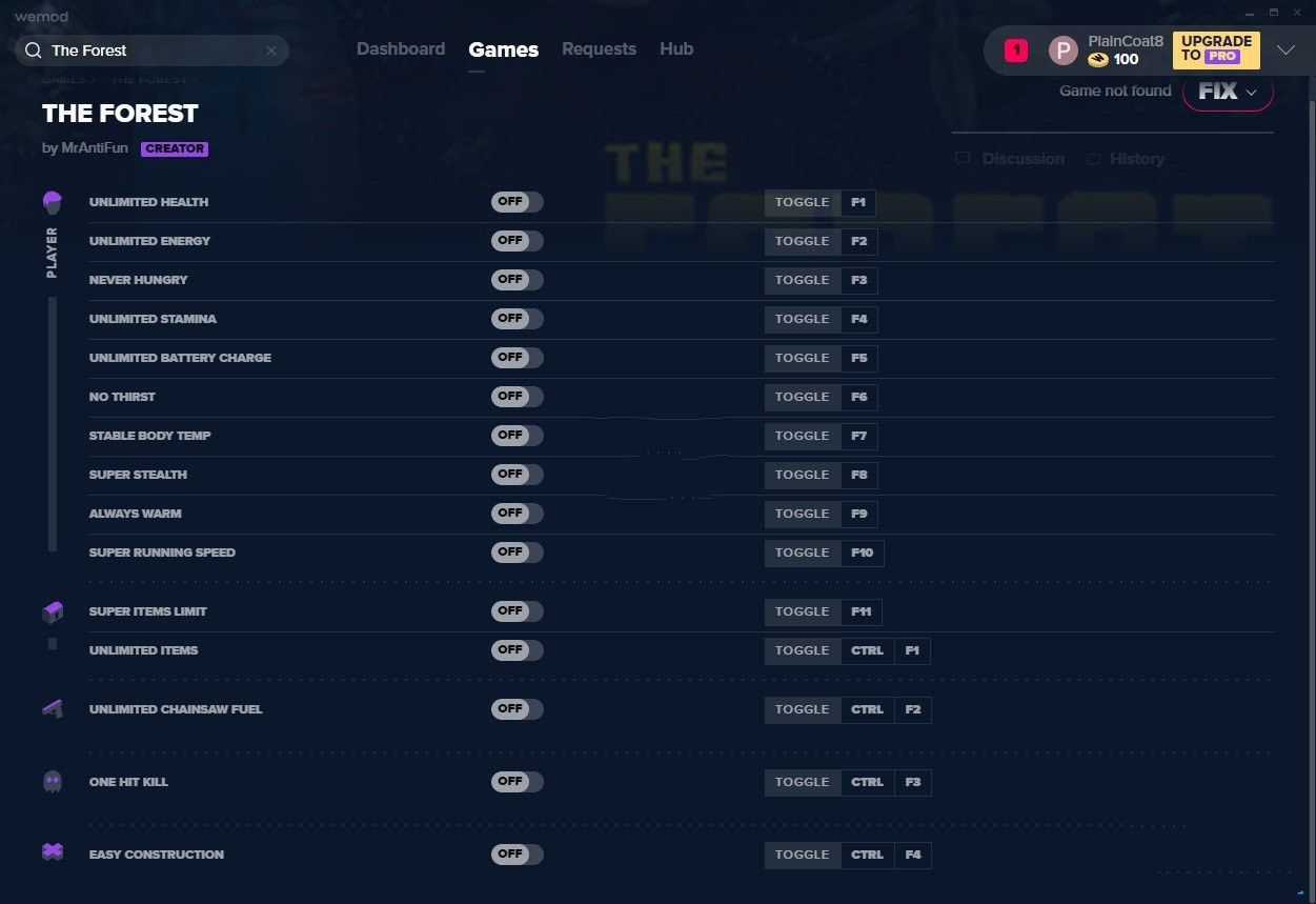 The Forest十五项修改器 v2019.10.02 MrAntiFun版