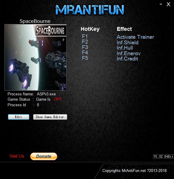 太空谍影四项修改器 v1.04 MrAntiFun版