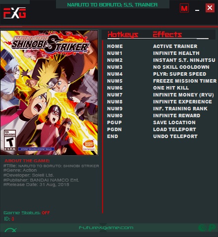 火影忍者博人传：忍者先锋十一项修改器 V1.0.3 FUTUREX版