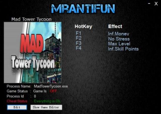 疯狂高楼大亨四项修改器 v18.10.25b MrAntiFun版