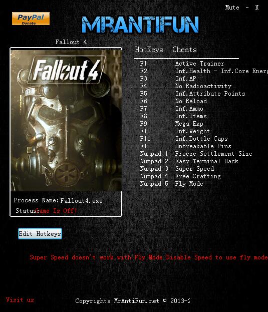 辐射4十七项修改器 v1.5.307.0.1 MrAntiFun版