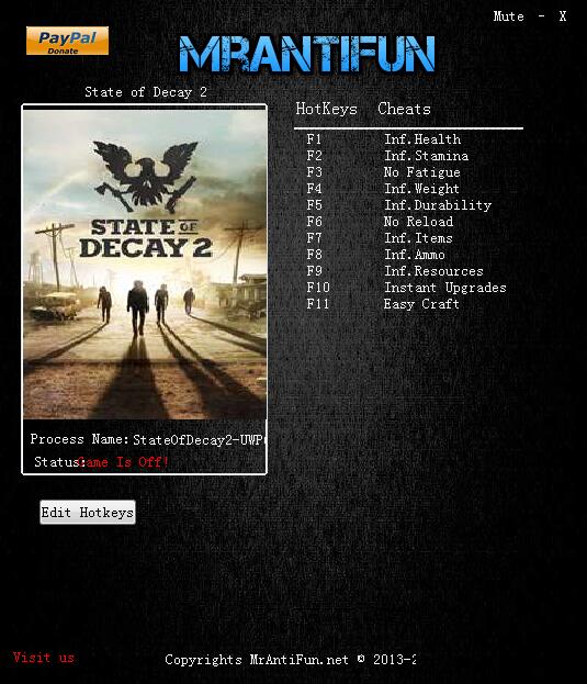 腐烂国度2十一项修改器 v1.03 MrAntiFun版