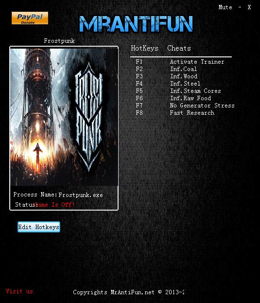 冰汽时代七项修改器 v1.0 MrAntiFun版