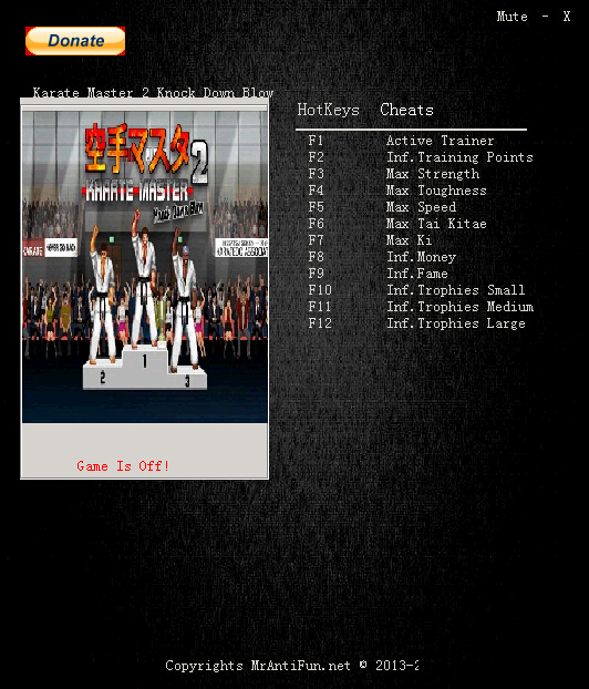 空手家2:强力一击十一项修改器 v1.07 MrAntiFun版