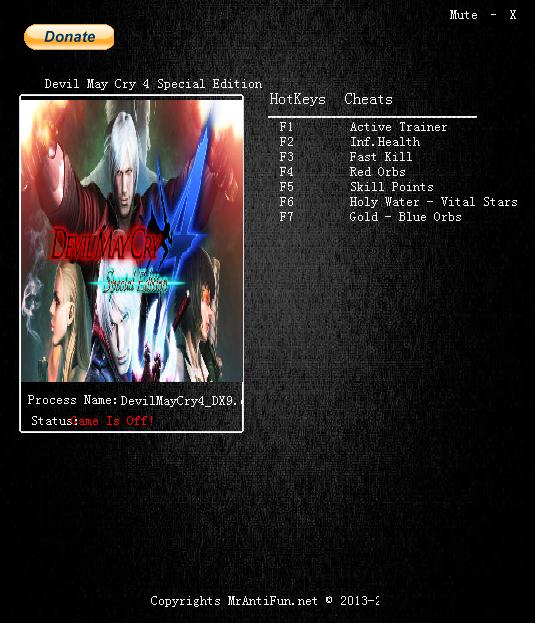 鬼泣4特别版六项修改器 v1.0 MrAntiFun版
