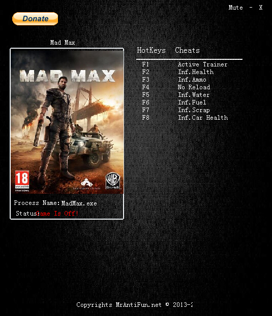 疯狂的麦克斯七项修改器 v1.0 MrAntiFun版