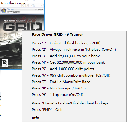 超级房车赛：起点九项修改器 v1.0 Renan版