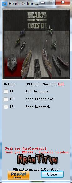 钢铁雄心3：荣光时刻三项修改器 v4.02 MrAntiFun版