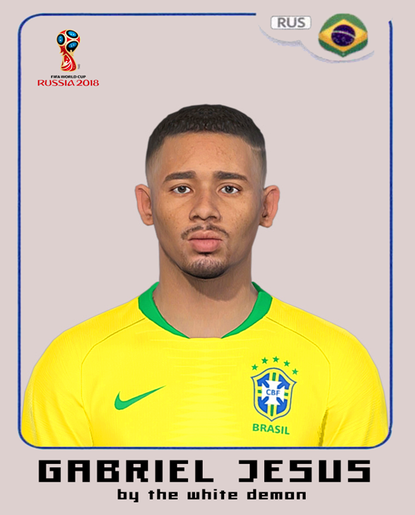 实况足球2018最新巴西前锋热苏斯面部补丁 绿色版