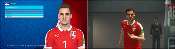 实况足球2018最新日夫科维奇球员面部补丁 绿色版