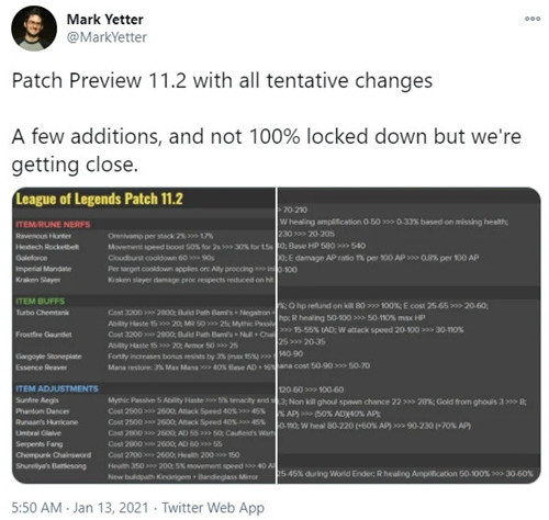 LOL11.2版本-大量装备英雄调整