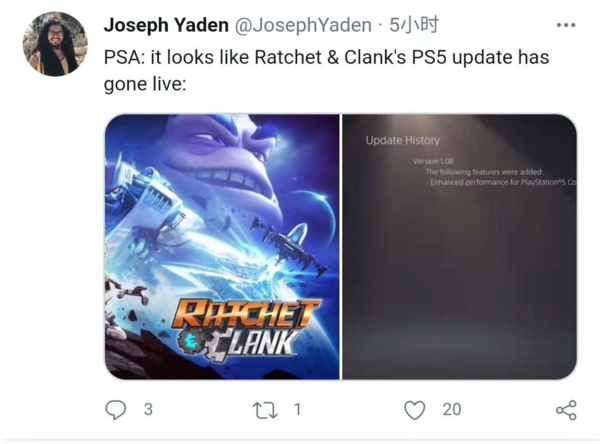 《瑞奇与叮当》PS5强化补丁更新上线 体验4K/60帧丝滑