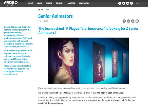 《瘟疫传说：无罪》开发商纳新 新项目筹备，或为续作