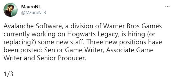 曝《霍格沃兹：遗产》将改写部分剧本 开发商招新编剧