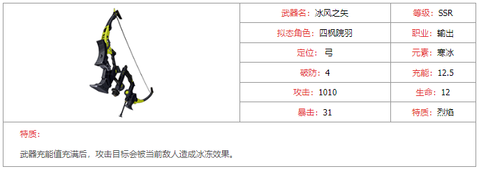 《幻塔》冰风之矢武器图鉴属性介绍