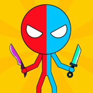 红色蓝色火柴人冒险