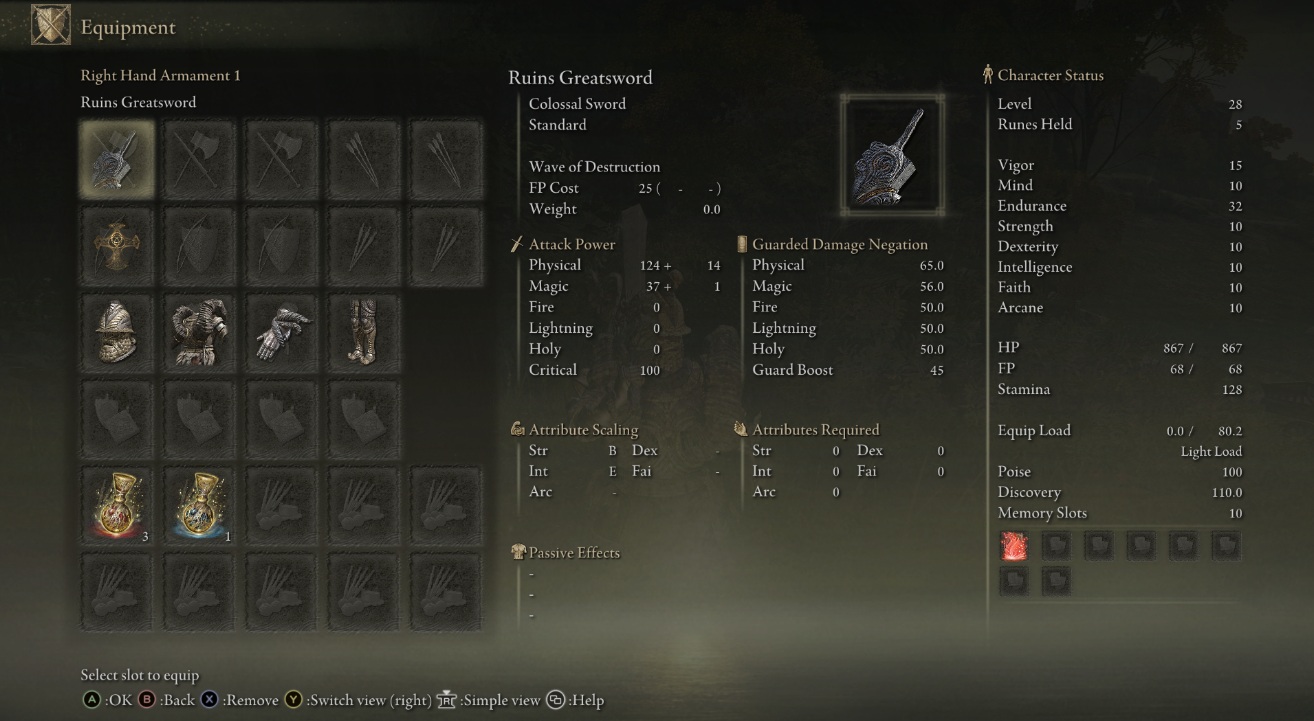 《艾尔登法环》所有物品负重和属性需求为零MOD截图