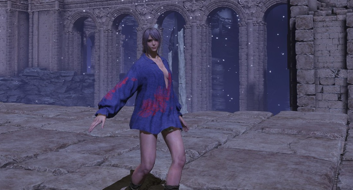 《艾尔登法环》囚徒时尚蓝色春季毛线衬衣MOD截图