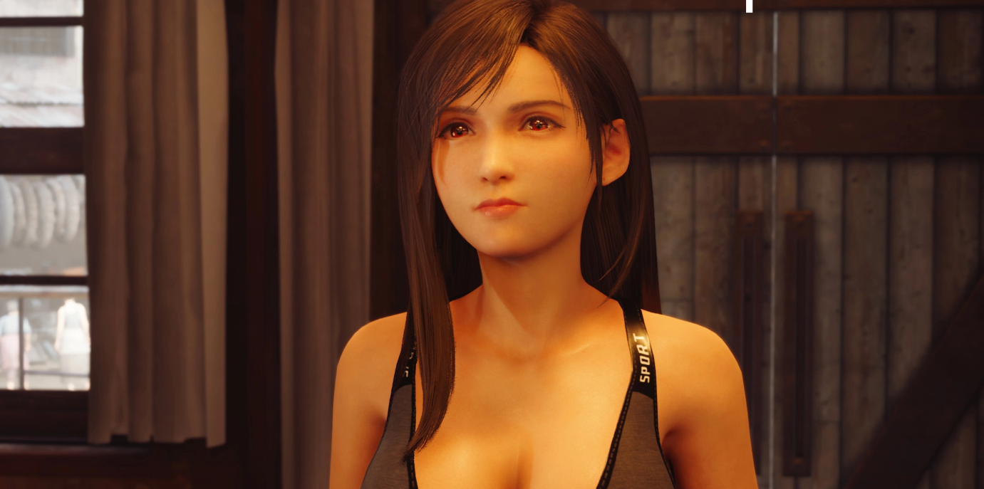 《最终幻想7：重制版》蒂法素颜黑色瑜伽紧身衣MOD截图