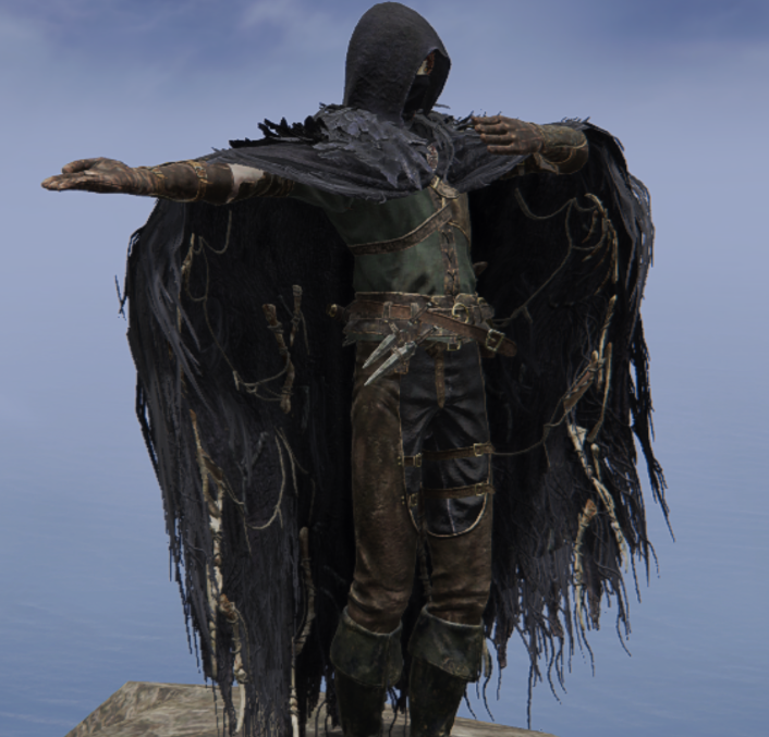 《艾尔登法环》男性猛禽黑羽套装外观修改MOD截图