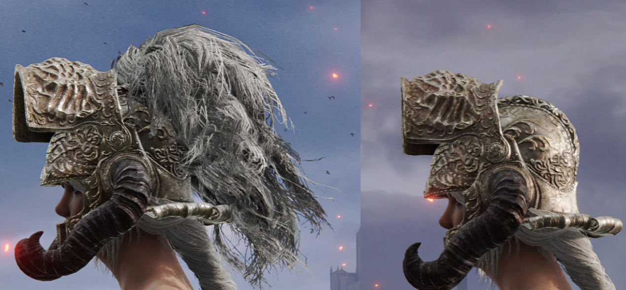 《艾尔登法环》移除5种头盔上的毛发装饰MOD截图