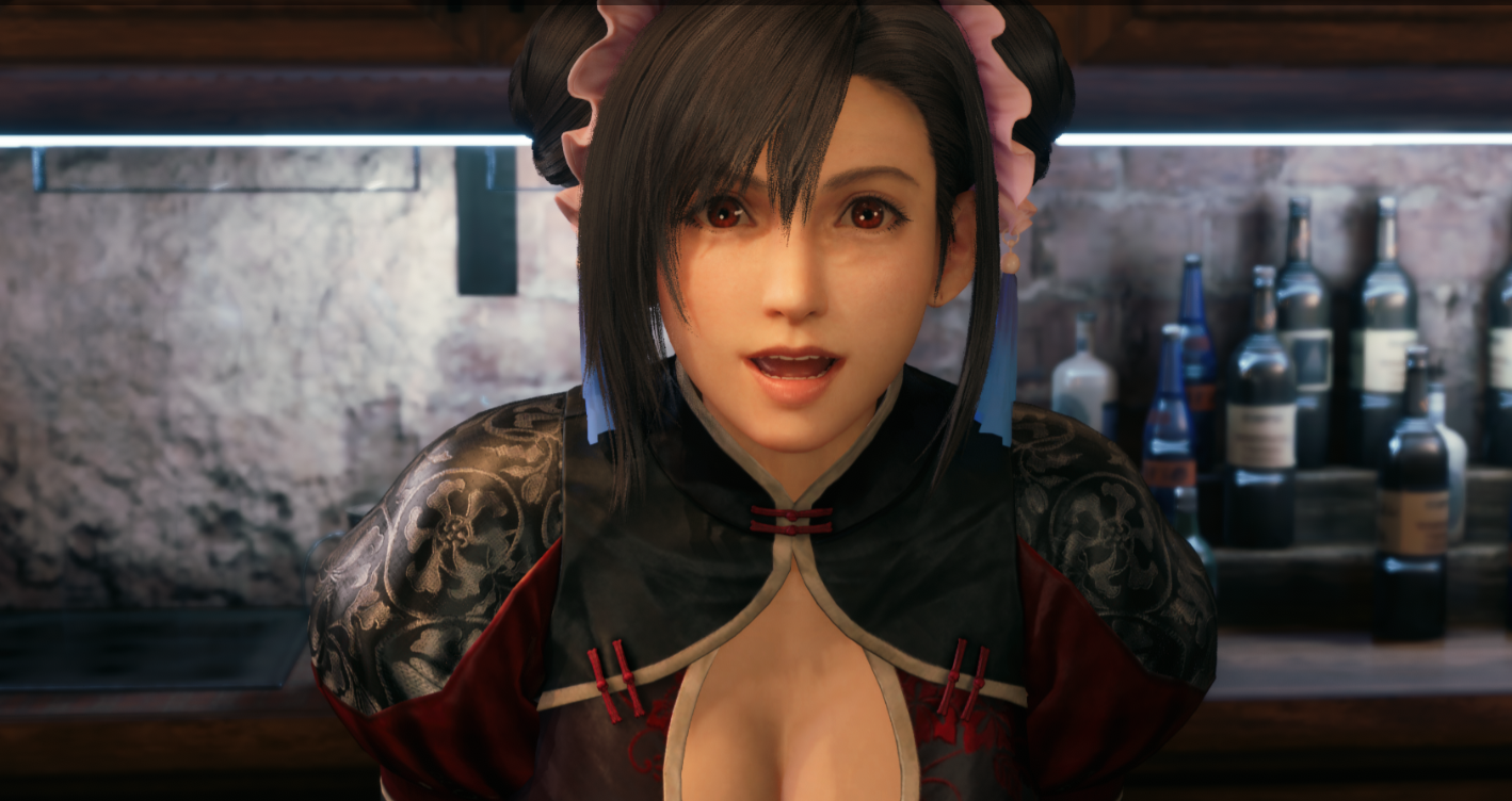 《最终幻想7：重制版》蒂法热情红色长旗袍MOD截图