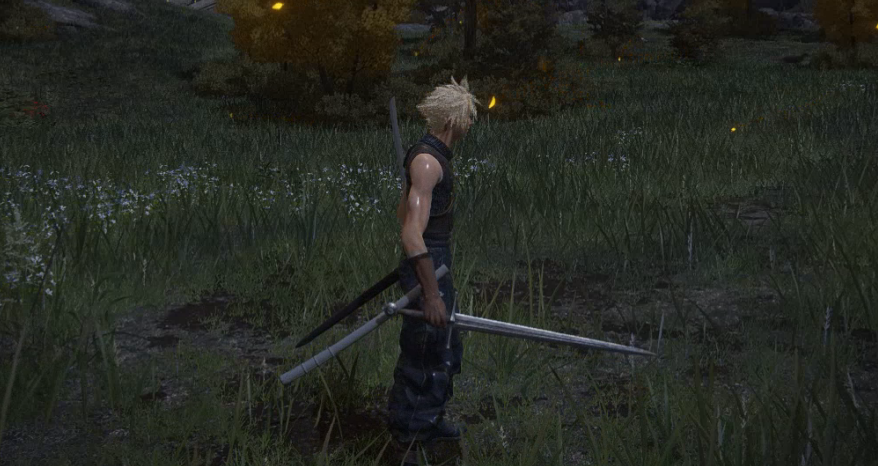 《艾尔登法环》最终幻想克劳德替换流浪骑士MOD截图