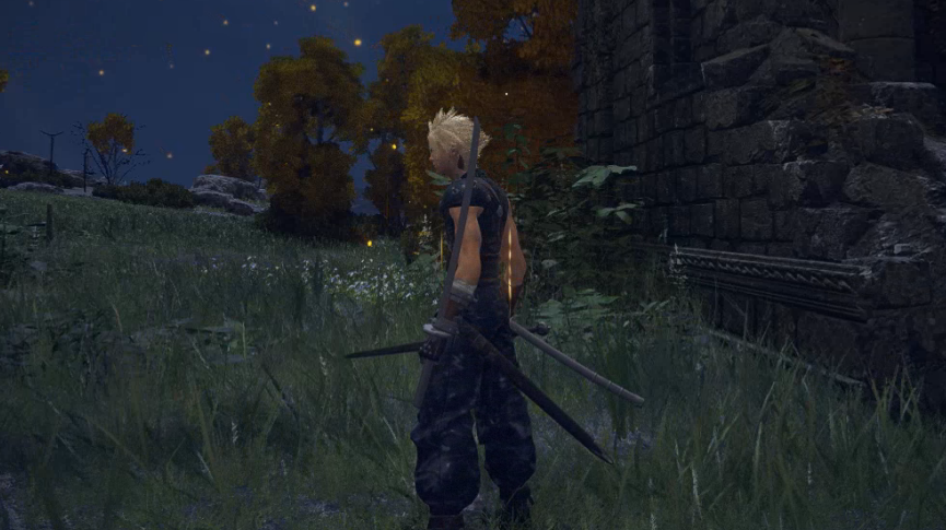 《艾尔登法环》最终幻想克劳德替换流浪骑士MOD截图