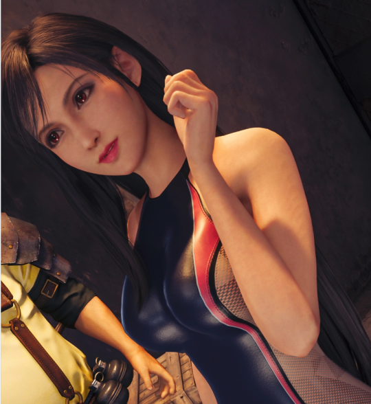 《最终幻想7：重制版》蒂法淡妆日式蓝红连体泳衣MOD截图