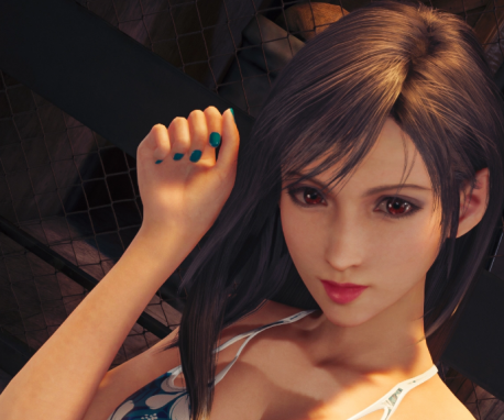 《最终幻想7：重制版》蒂法美艳妆容蓝白细绳泳装MOD截图