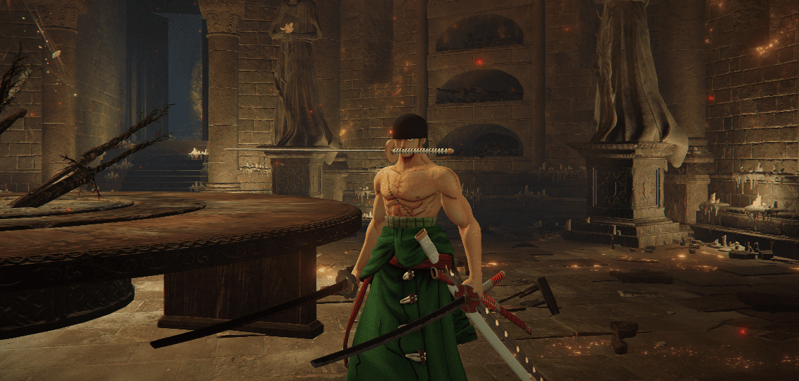 《艾尔登法环》海贼王索隆替换布莱泽套装MOD截图