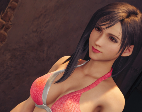 《最终幻想7：重制版》蒂法清纯素颜粉色鳞片泳衣MOD截图