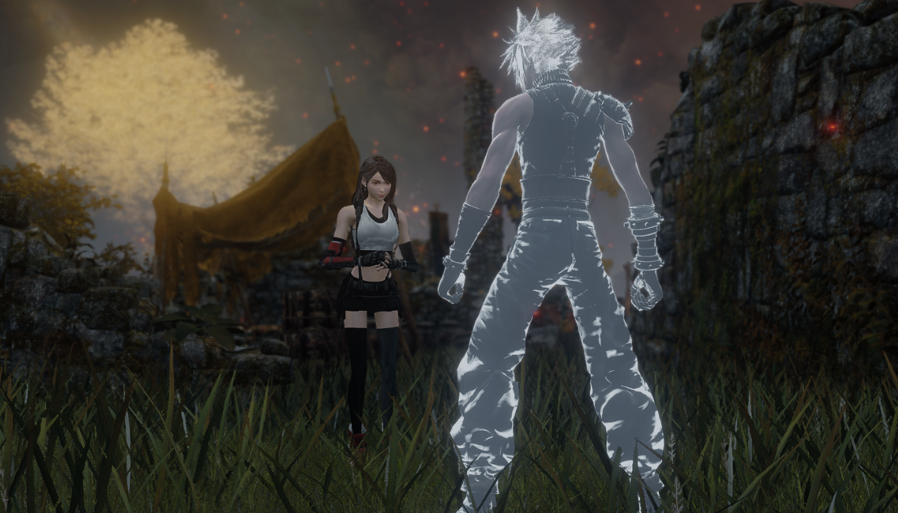 《艾尔登法环》最终幻想7重制版精美蒂法和克劳德外观仿生泪滴MOD截图