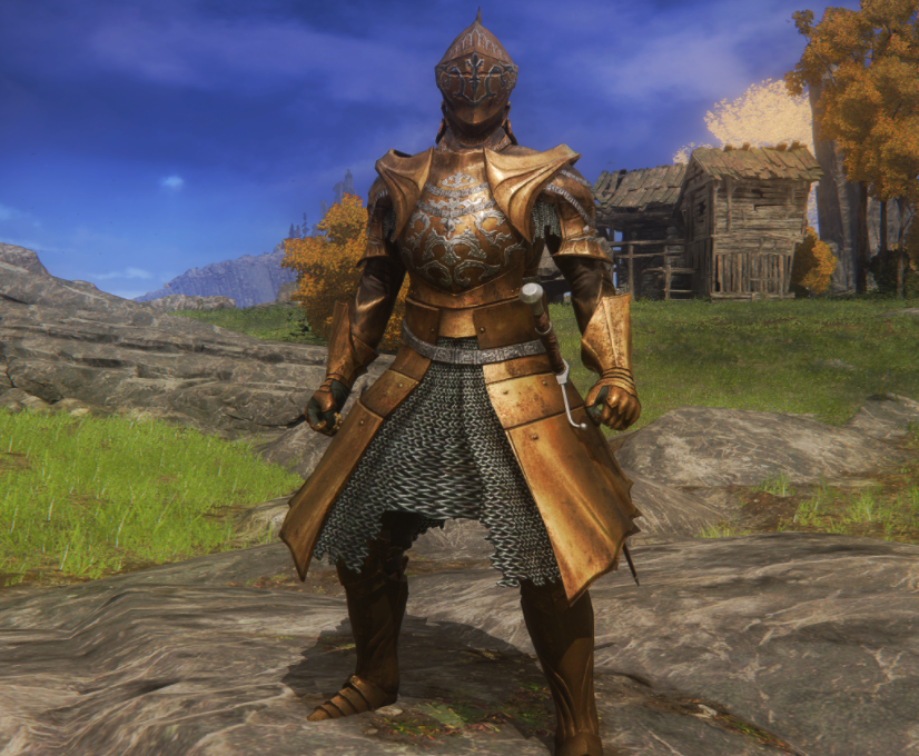 《艾尔登法环》黑暗之魂3黄铜铠甲替换葛瑞克骑士套装MOD截图