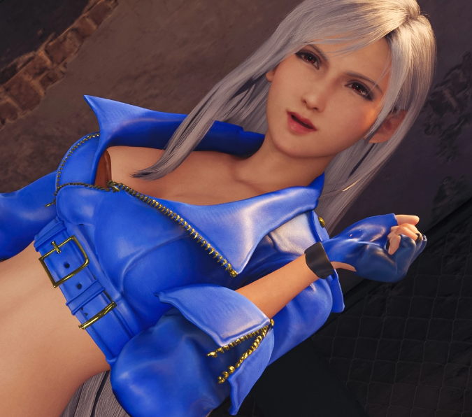 《最终幻想7：重制版》蒂法cos拳皇15安琪儿显眼亮蓝色MOD截图