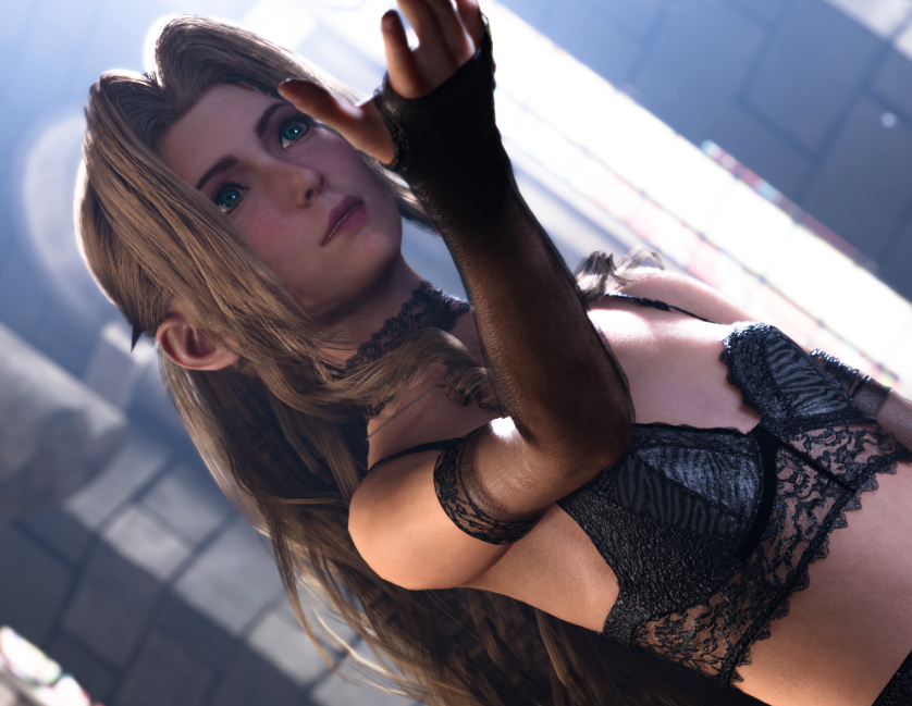 《最终幻想7：重制版》爱丽丝黑色花边黛安芬服装MOD截图