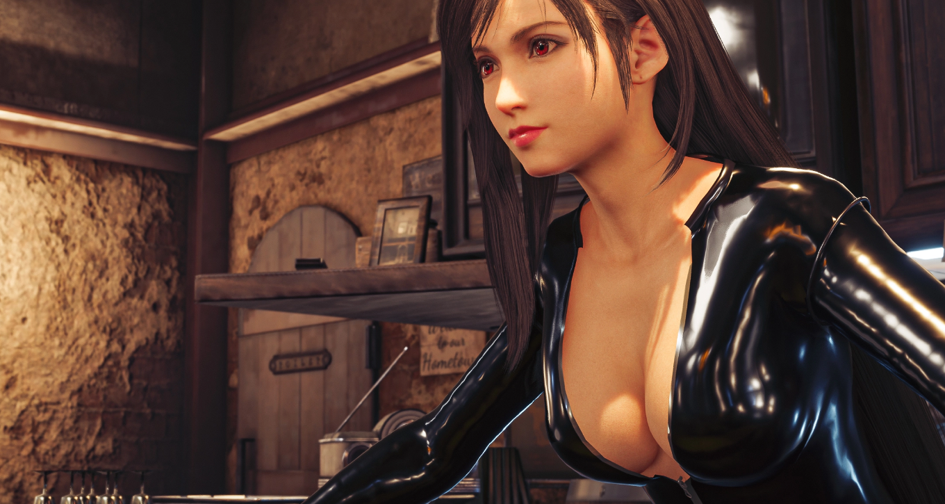 《最终幻想7：重制版》蒂法清纯素颜黑色特工紧身衣v1.1MOD截图