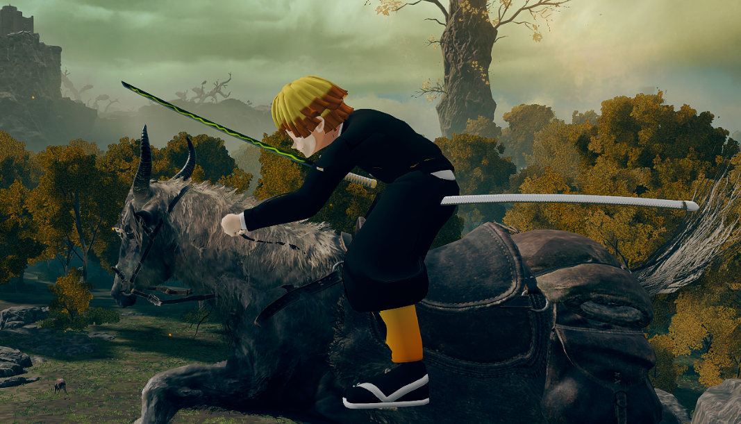 《艾尔登法环》鬼灭之刃我妻善逸替换布莱泽套装MOD截图