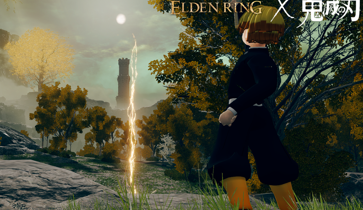 《艾尔登法环》鬼灭之刃我妻善逸替换布莱泽套装MOD截图