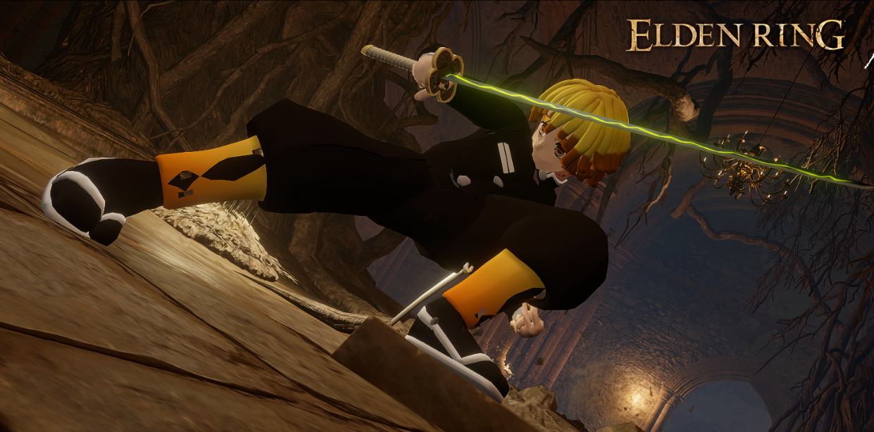 《艾尔登法环》鬼灭之刃我妻善逸替换布莱泽套装MOD截图