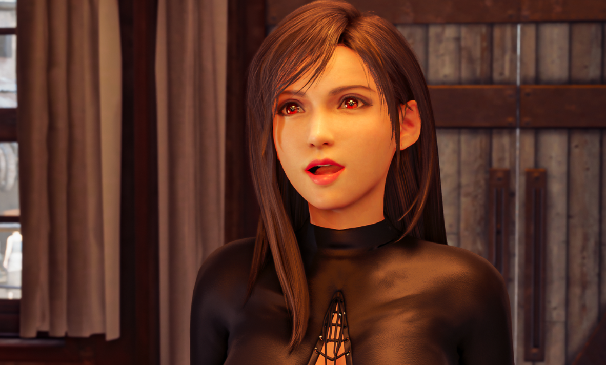 《最终幻想7:重制版》蒂法清纯素颜黑色紧身瑜伽装v1.1MOD截图