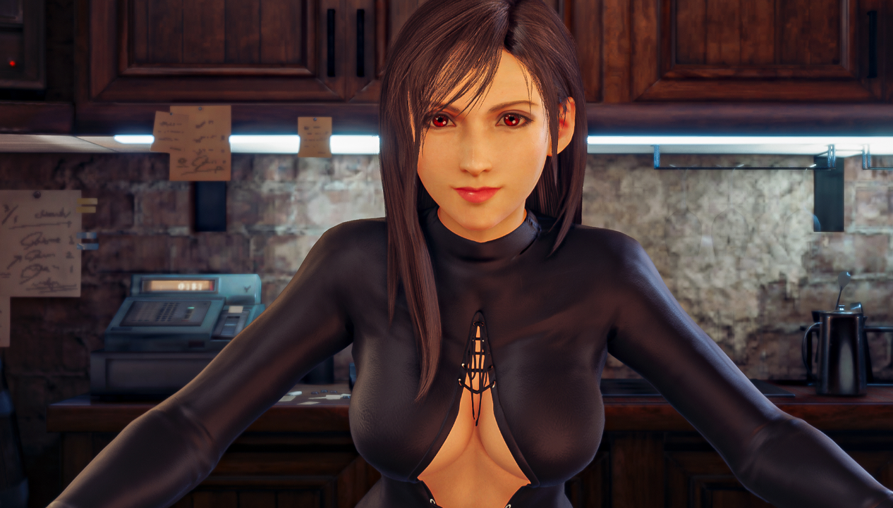 《最终幻想7:重制版》蒂法清纯素颜黑色紧身瑜伽装v1.1MOD截图