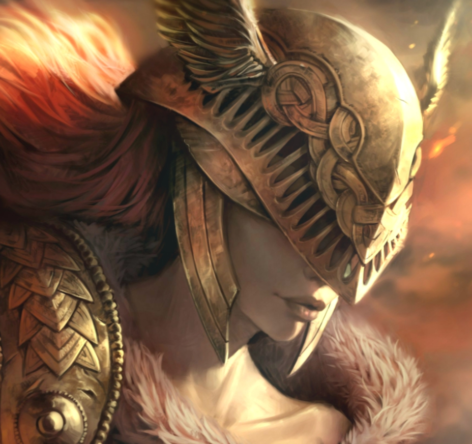 《艾尔登法环》女武神英气面庞同人壁纸截图