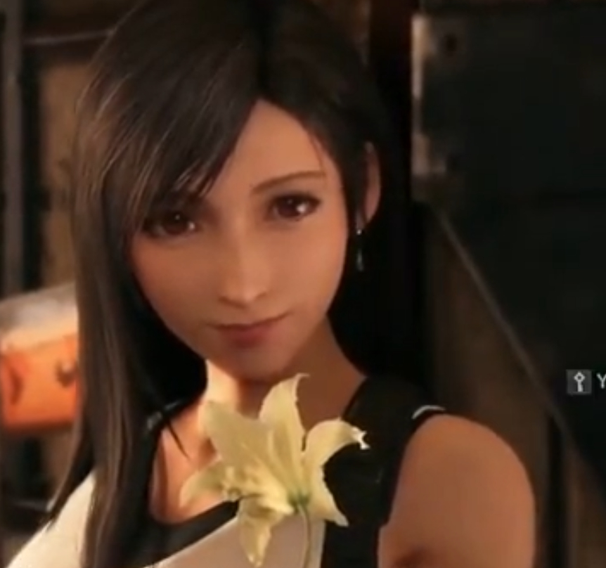 《最终幻想7:重制版》蒂法游戏动画微笑表情壁纸截图