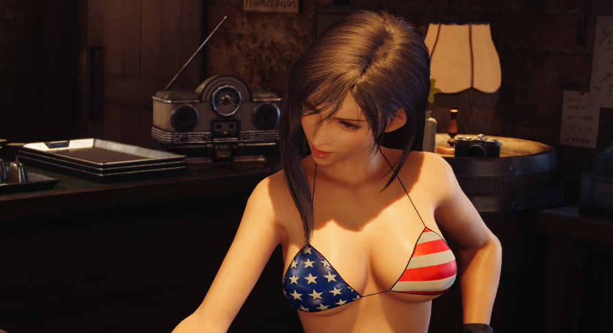 《最终幻想7：重制版》蒂法夏日海边美利坚比基尼泳装MOD截图